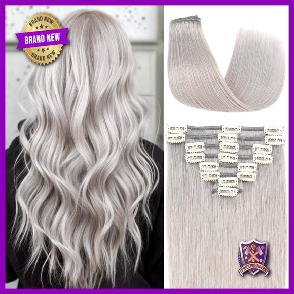 Clip-In Human Hair Extensions 8 Pieces Silky Straight 16 Inches 90g main image 7
